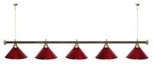Лампа STARTBILLIARDS 5 пл. (плафоны зеленые,штанга золотая,фурнитура золото)