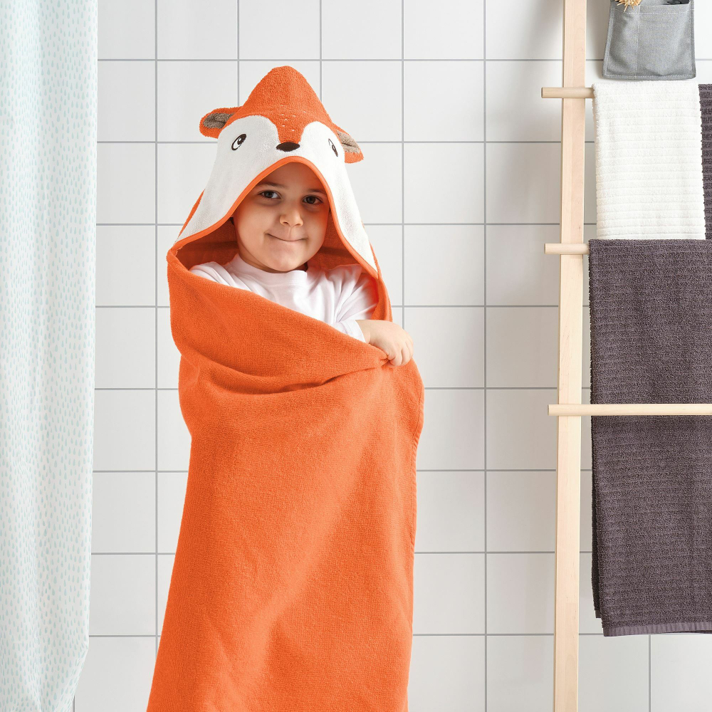 Полотенце банное детское IKEA BRUMMIG (БРУММИГ), Оранжевый, 70х140 см