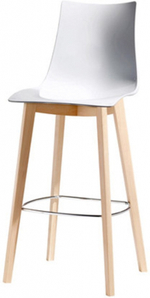 Стул барный пластиковый Scab Design Natural Zebra Antishock, натуральный бук, белый