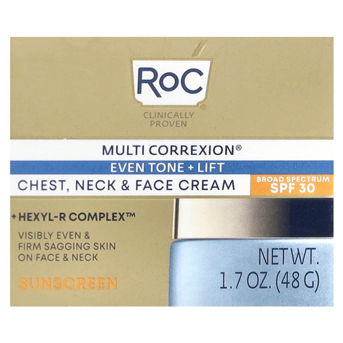 RoC, Multi Correxion®, Even Tone + Lift, крем для груди, шеи и лица, SPF 30, 48 г (1,7 унции)