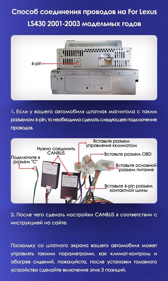 Магнитола для Lexus LS430, Toyota Celsior XF30 2000-2006 (ШГУ монохром) - Kuberg QLed+2K, Android 14, TS105, Быстрейшая, CarPlay, SIM-слот