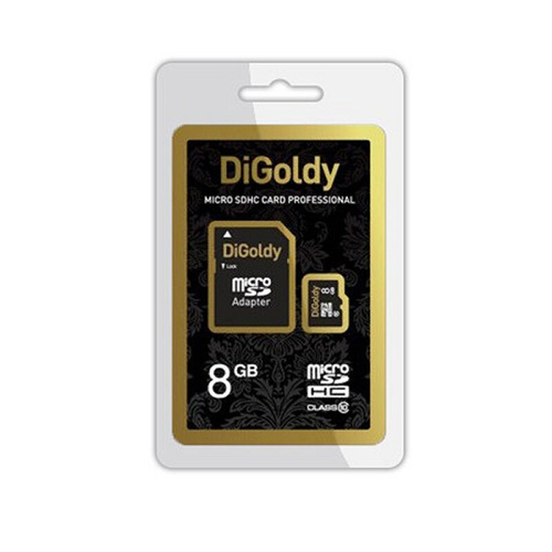 карта памяти Digoldy 8Gb microSD+адапт.cl.10