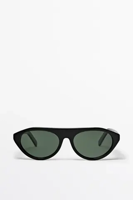 Massimo Dutti ОВАЛЬНЫЕ СОЛНЦЕЗАЩИТНЫЕ ОЧКИ, ЧЕРНЫЙ