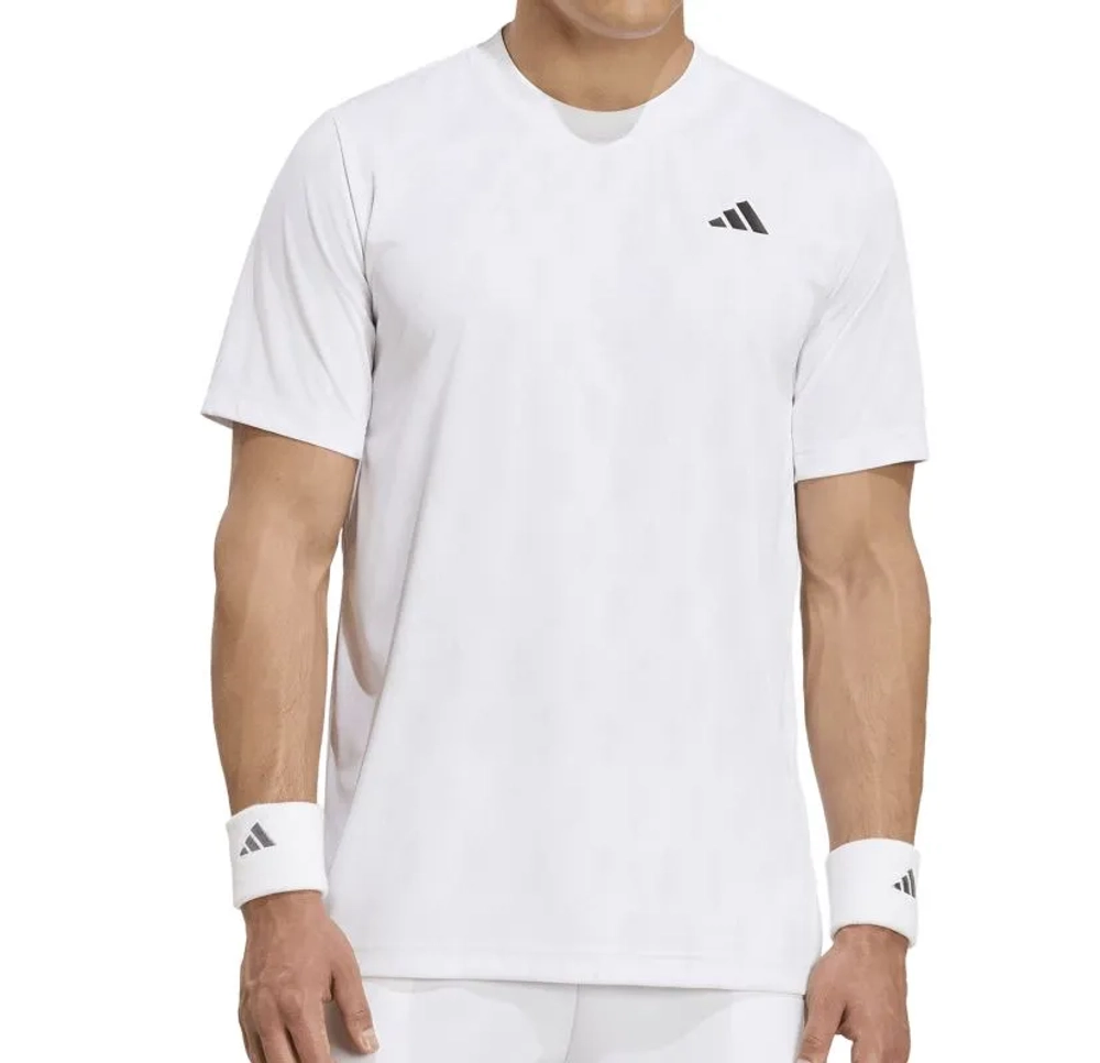 Мужская теннисная футболка Adidas Club Climacool Graphic - white/dash grey