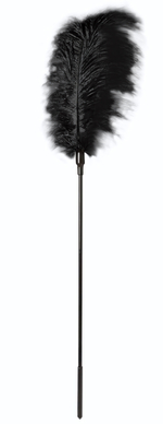Стек с большим чёрным пером Large Feather Tickler - 65 см. (Цвет: черный)