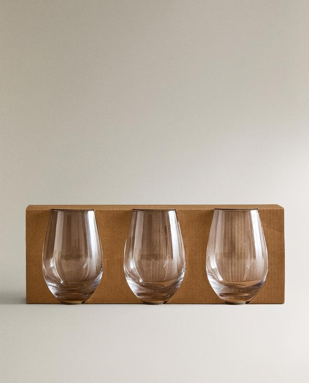 ZARA HOME СТЕКЛЯННЫЕ СТАКАНЫ ОКРУГЛОЙ ФОРМЫ (НАБОР ИЗ 3 ШТ.), ПРОЗРАЧНЫЙ