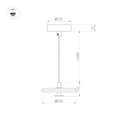 Светильник SP-KOTARO-R350-12W Warm3000 (BK-GR, 36 deg, 230V, TRIAC) (Arlight, IP20)