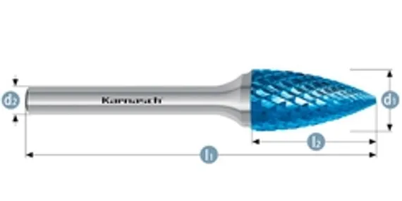 Борфреза твердосплавная Karnasch форма L, 6х18х6х50 мм, насечка HP-6, без покрытия, арт. 11.3084-020