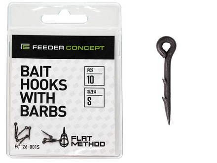 Шипы для бойлов/приманок Feeder Concept Flat Method BAIT HOOKS WITH BARBS р,001S 10шт.
