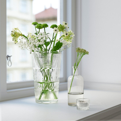 IKEA SMÄLLSPIREA  (ИКЕА СМЭЛЛСПИРЕА)  -  Ваза - прозрачное стекло/с узором 22 см