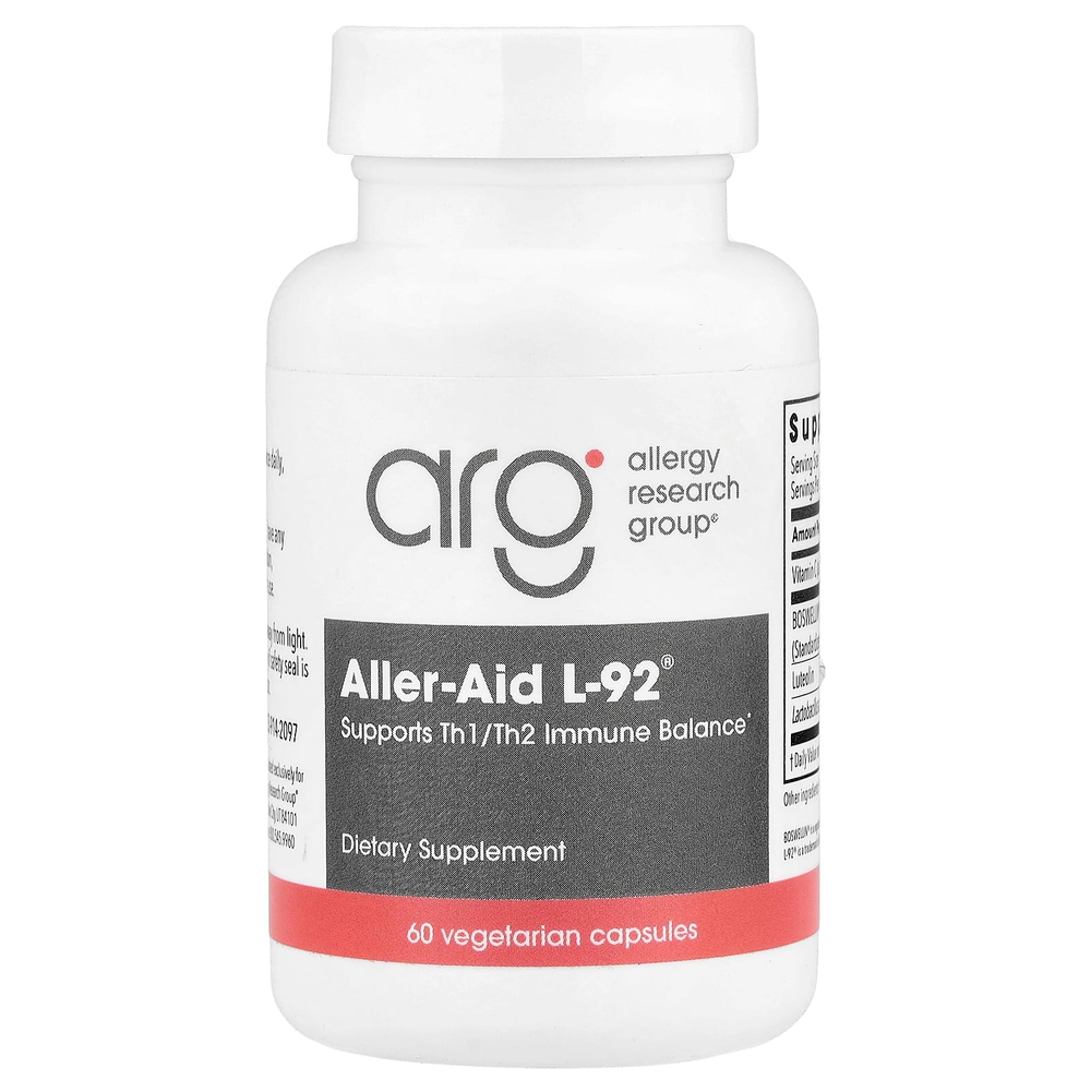 Allergy Research Group, Aller-Aid L-92®, добавка для поддержки иммунитета, 60 вегетарианских капсул
