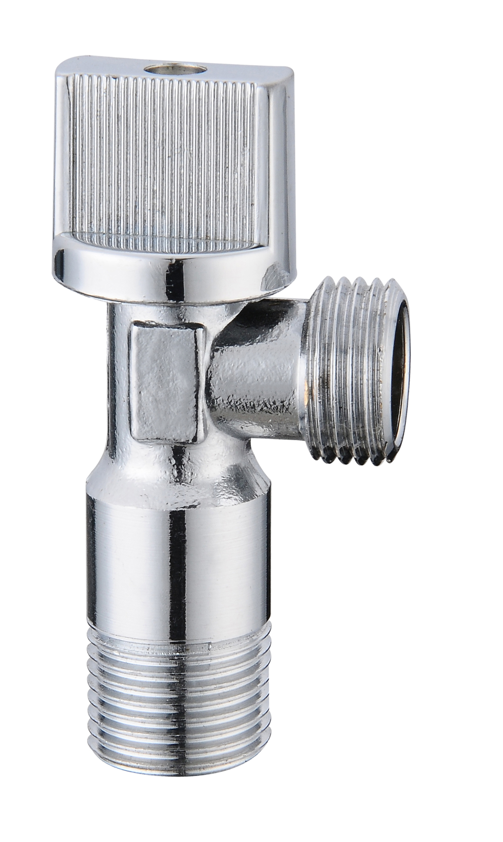 Кран угловой хромированный AOSKER (ф15х20) 1/2"х3/4" НР/ НР с отражателем