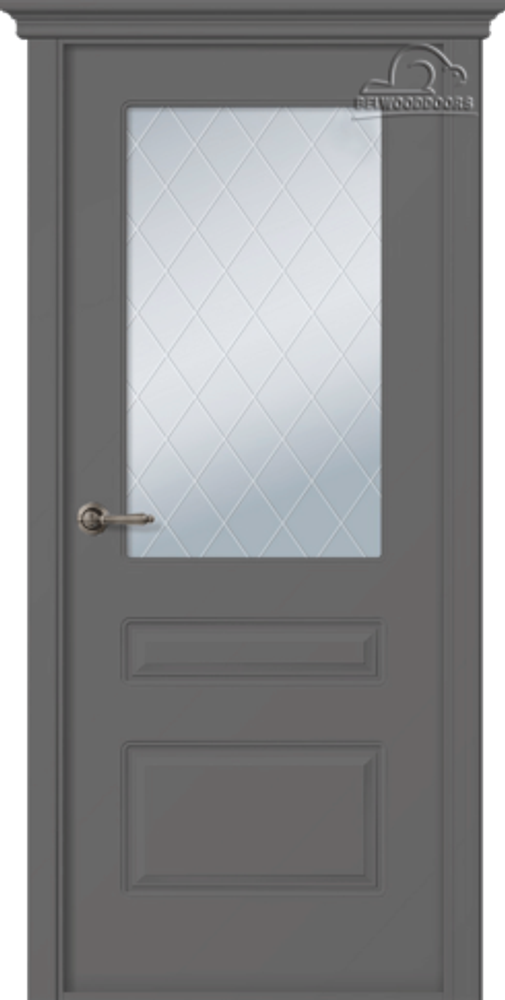 Дверь Роялти / Цвет Эмаль графит / Мателюкс белый витраж / Двери Belwooddoors Дверь Роялти / Цвет Эмаль графит / Мателюкс белый витраж / Двери Belwooddoors