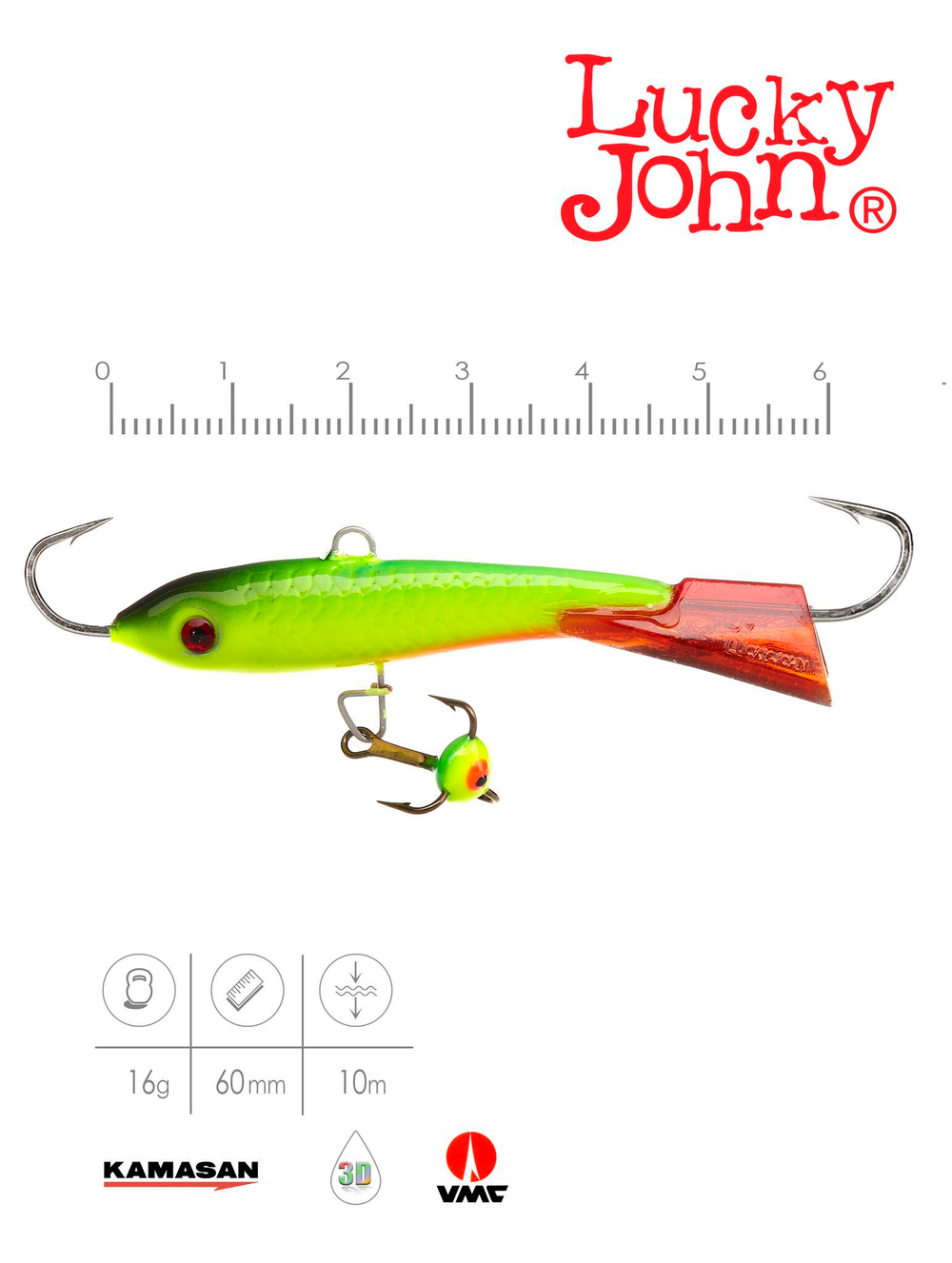 Балансир Lucky John CLASSIC 6 с тр. 60мм/26RT блистер