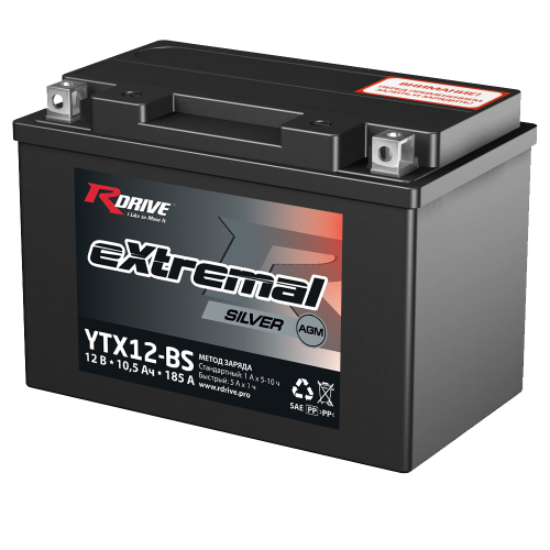 Купить Аккумулятор мото RDRIVE eXtremal Silver 10 А/ч L+