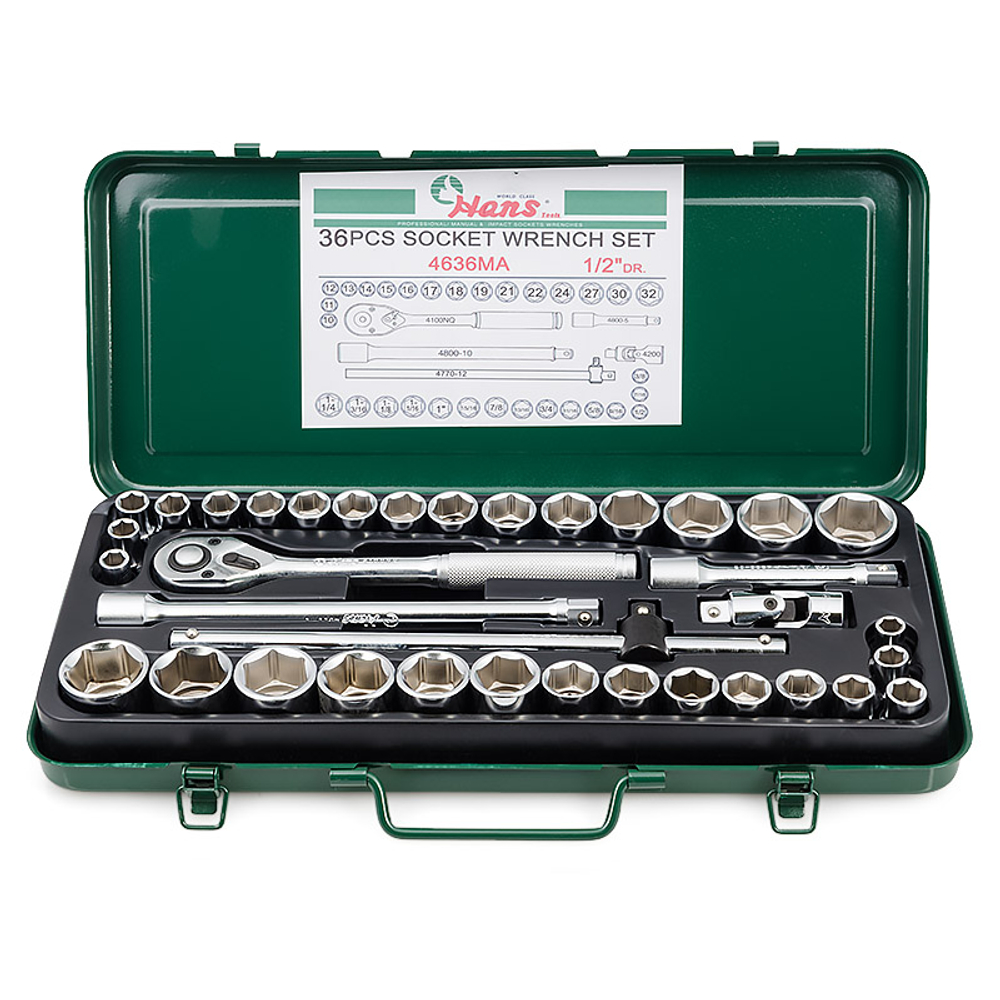 Набор инструментов на 1/2" Hans, 4636MA