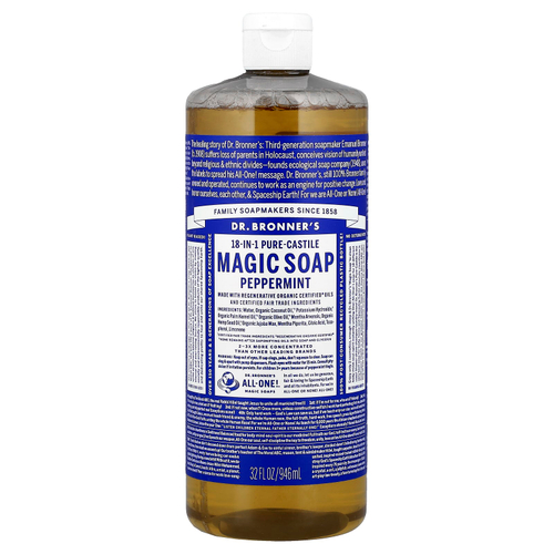 Dr. Bronner's, Чистое кастильское волшебное мыло 18 в 1, перечная мята, 946 мл (32 жидк. Унции)