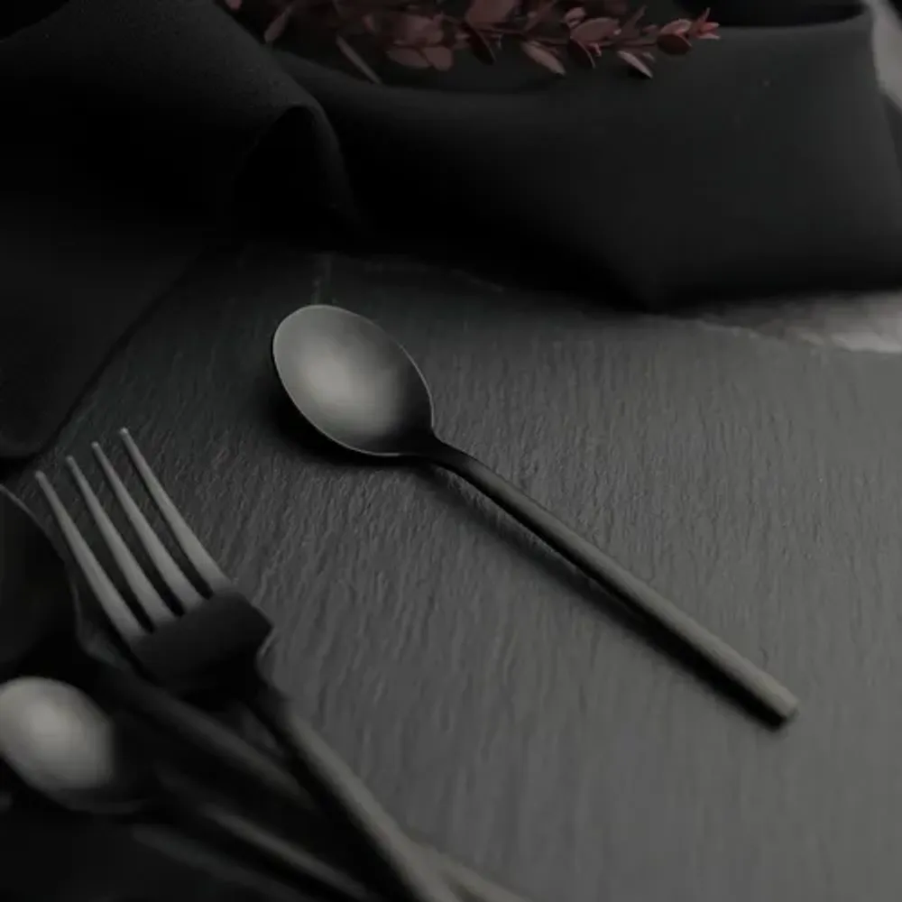 Вилка столовая 19 см матовая черный цвет Black Sapporo PVD P.L. - Davinci [12]