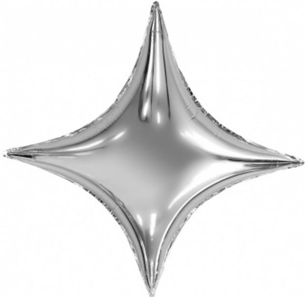 Ag Шар-звезда 4-х конечная 37"/94 см, серебро (Agura) (БГ-40)