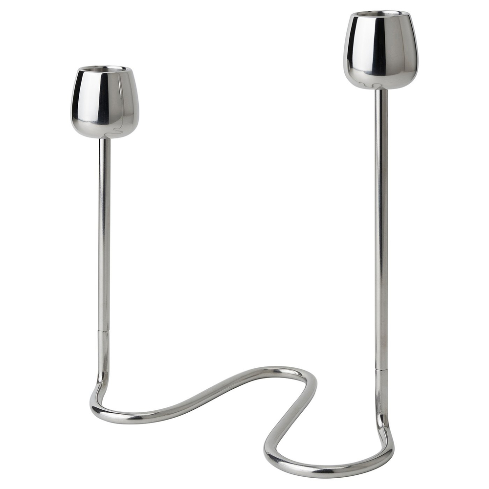 IKEA SILVERPÄRON  (ИКЕА СИЛВЕРПЭРОН)  -  Подсвечник на 2 свечи - серебристый 20 см