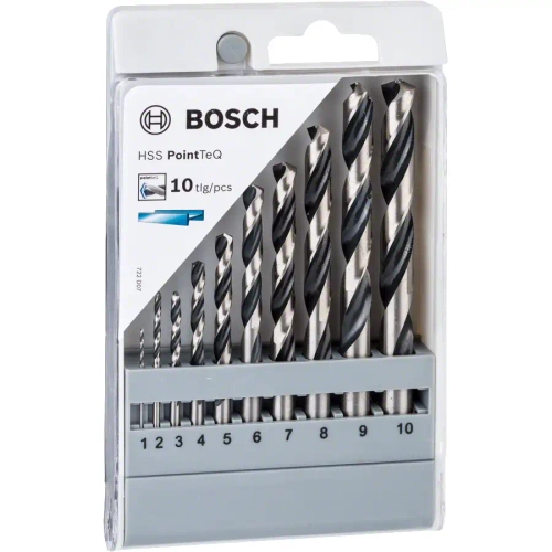 Набор из 10 спиральных сверл HSS PointTeQ, 1–10 мм BOSCH 2608577348