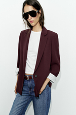 БЛЕЙЗЕР С ПОДПЛЕЧНИКАМИ И ПРИНТОМ НА МАНЖЕТАХ — ZARA