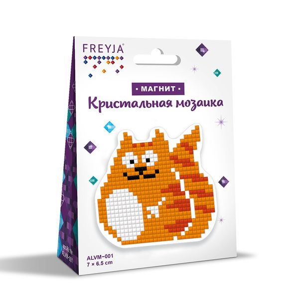 Алмазная (кристальная) мозаика Фрея, магнит Котик, 6,5х7 см