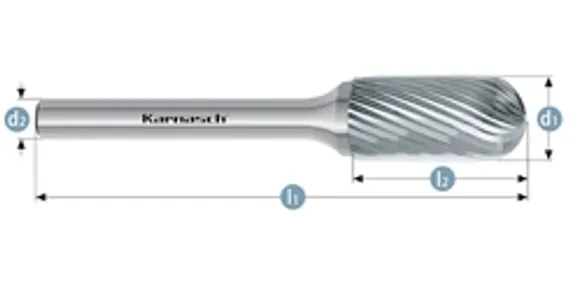 Борфреза твердосплавная Karnasch форма F, 3х8х3х38 мм, насечка HP-2, покрытие Blue-Tec, арт. 11.5050-015