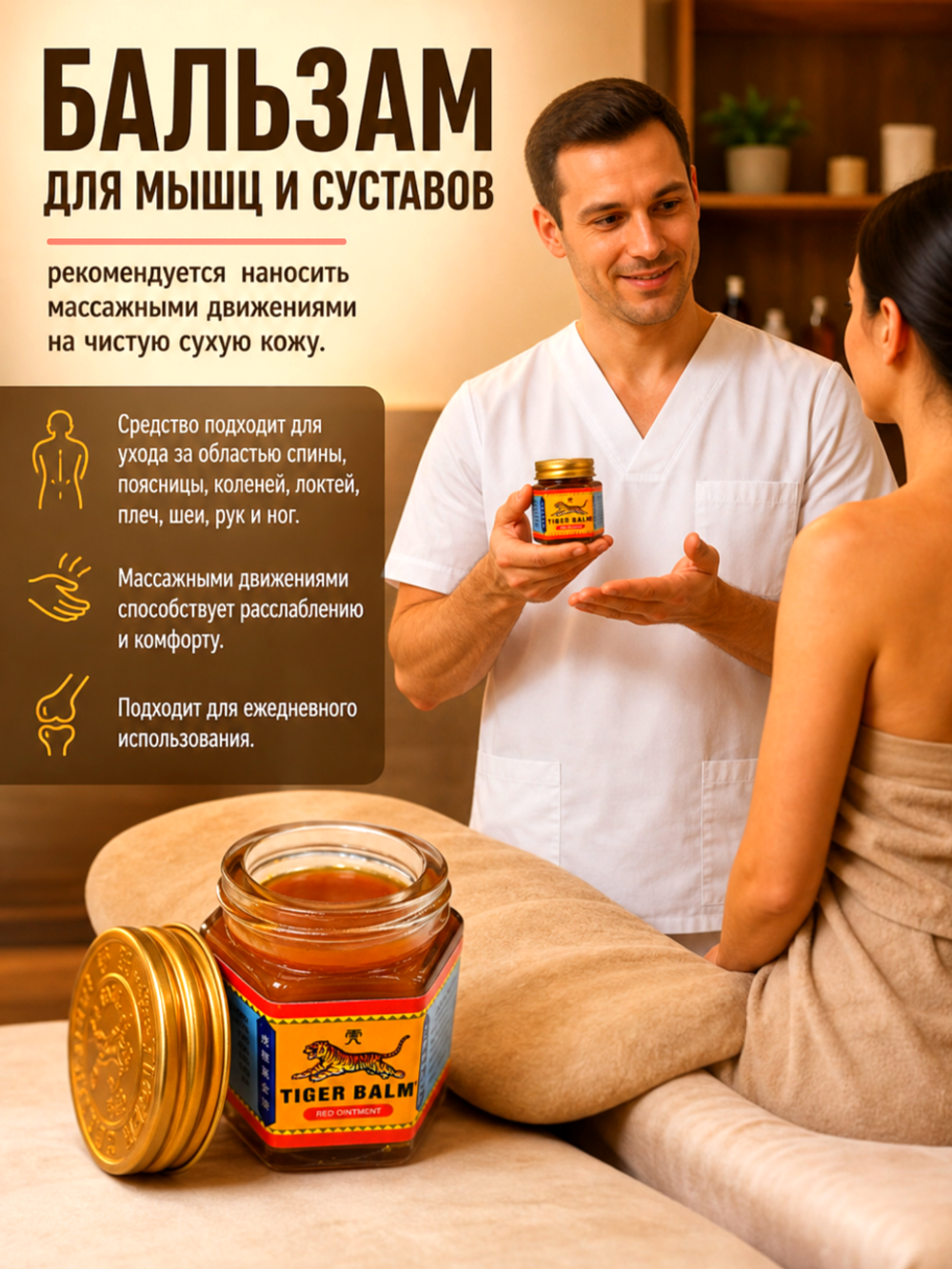 Красный Тигровый бальзам из Таиланда Tiger Balm Red Ointment, 30 мл.