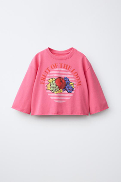 ZARA - FRUIT OF THE LOOM™ ФУТБОЛКА С ПРИНТОМ, СВЕТЛАЯ ФУКСИЯ