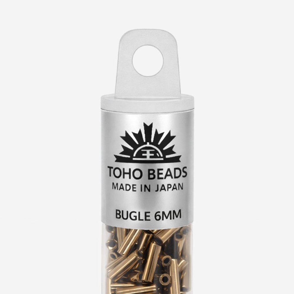 Японский бисер TOHO Bugle (стеклярус) 6mm (№221), металлизированный, непрозрачный глянцевый