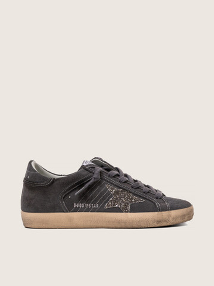 Golden Goose Super Star Gray Suede Glitter Star