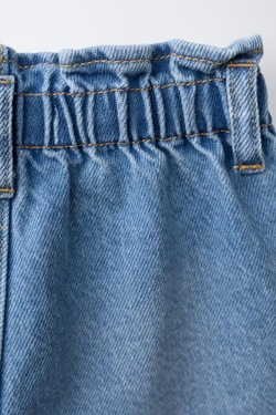 ZARA ДЖИНСОВЫЕ ШОРТЫ С КАРМАНАМИ «СЕРДЕЧКИ», ГОЛУБОЙ