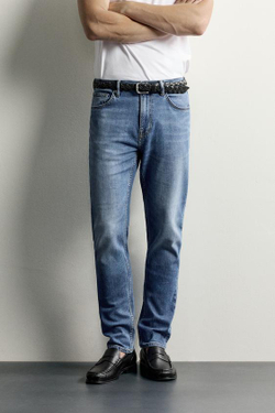 ZARA БАЗОВЫЕ ДЖИНСЫ SLIM FIT, ВЫЦВЕТШИЙ СИНИЙ