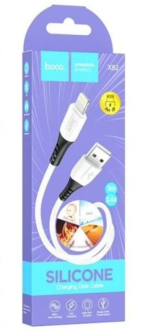 Usb Кабель-зарядка Lightning Hoco X82 Silicone 2A 1м мягкий силиконовый белый