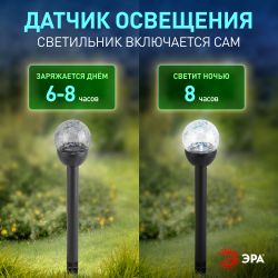 Светильник уличный ЭРА ERASF23-15 Капля на солнечной батарее холодный белый высота 33 см 1 LED | Садовые декоративные светильники