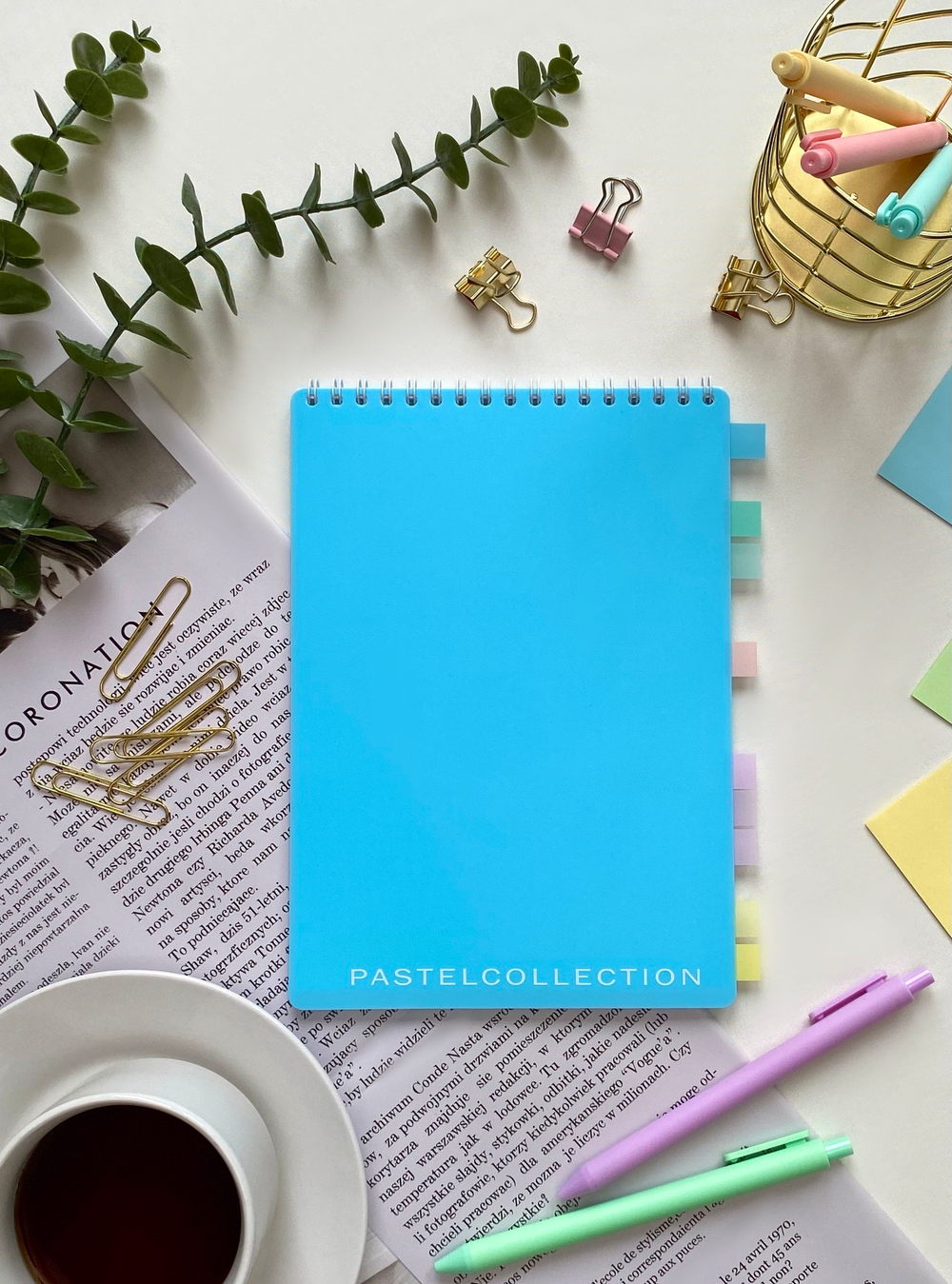 НОВИНКА! Блокнот  А5 60 л. Pastel Collection Blue, с пластиковой обложкой, на металлическом гребне