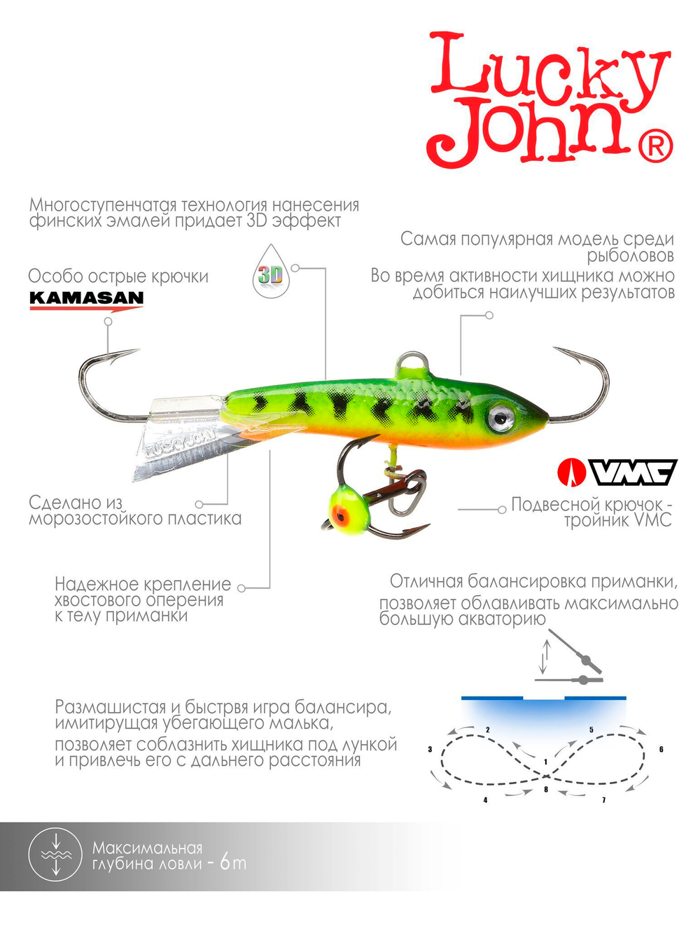 Балансир Lucky John CLASSIC 4.5 с тр. 50мм/20 блистер