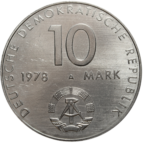 10 марок. Совместный космический полёт СССР-ГДР. (A). Германия-ГДР. Медноникель. 1978 год. AU