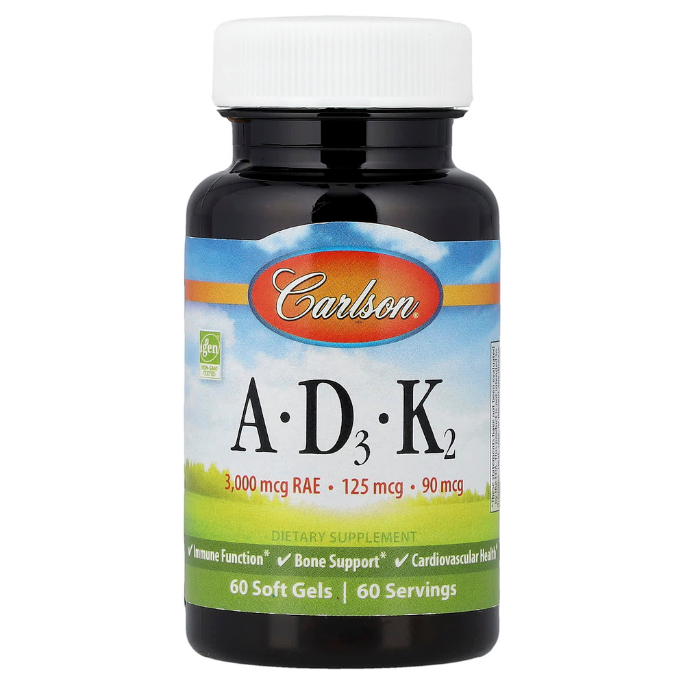 Carlson, Витамины A - D3 - K2`` 60 мягких таблеток