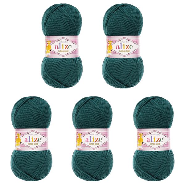 Пряжа Alize (Ализе) Cotton Gold / уп.5 мот. по 100 г, 330м, 426 петроль А