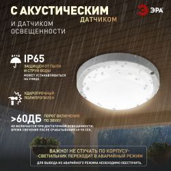 Светильник ЖКХ светодиодный ЭРА SPB-201-2-40K-012 IP65 12Вт 4000К D155 круглый с акустическим датчиком | Светильники для ЖКХ IP65