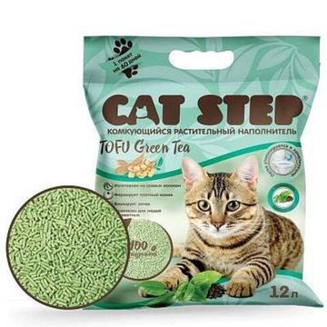 Наполнитель комкующийся растительный Cat Step Тофу ЗЕЛЕНЫЙ ЧАЙ