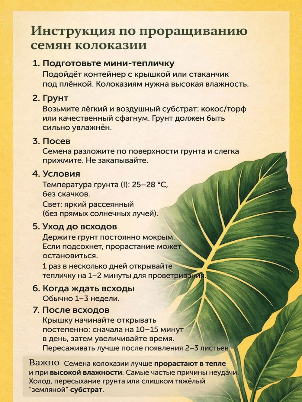 Колоказия "Сердце вулкана" семена 5 штук