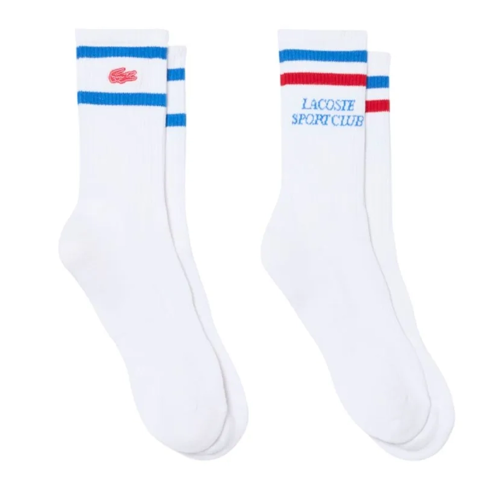 Теннисные носки Lacoste Striped 2P - white/blue/red