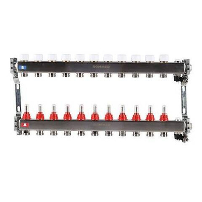Коллекторная группа для теплого пола ROMMER RMS1201 - 1" на 11 контуров 3/4" EK