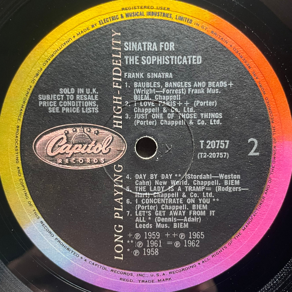 Frank Sinatra ‎– Sinatra For The Sophisticated (Англия 1966г.)