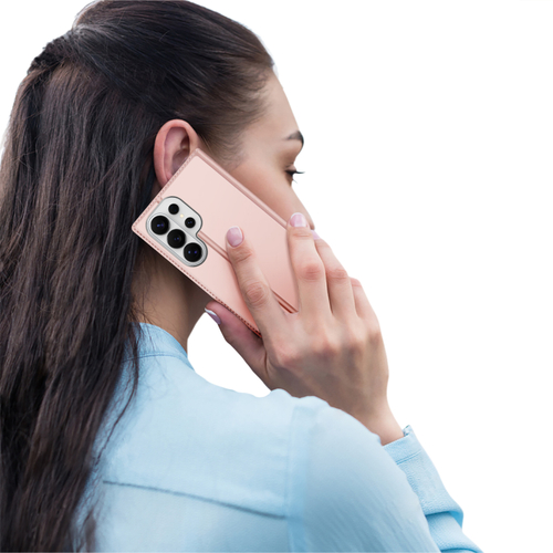Чехол книжка розового цвета для смартфона Samsung Galaxy S26 Ultra, серия Skin Pro Series от Dux Ducis