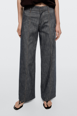 Massimo Dutti Брюки с широкими штанинами под деним, индиго