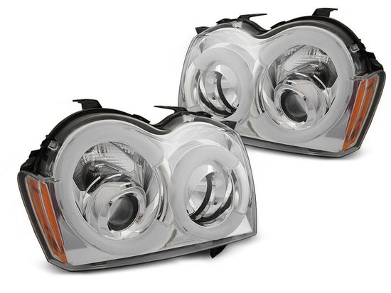 Передние фары Tube Light для Jeep Grand Cherokee WK (05-08) хромированные